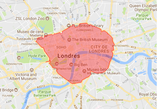 Zona de la Congestion Charge y T Charge Londres 2017