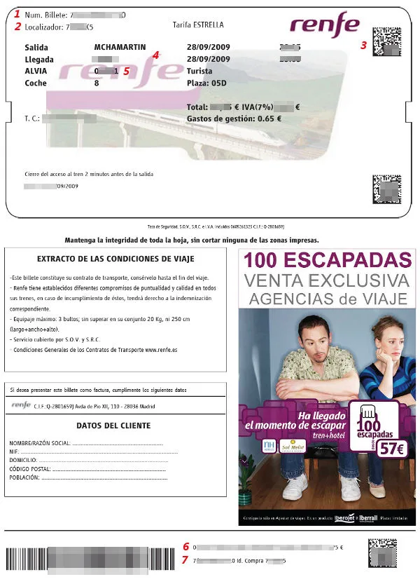 Billete de Renfe en PDF localizador