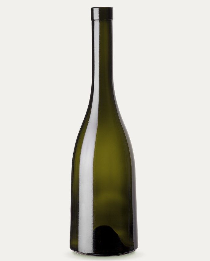 Botella de vino en vidrio verde modelo Borognotta Syrah de Vetroelite