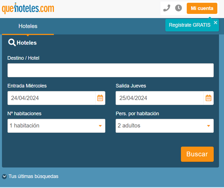 Búsqueda de hoteles en buscador Quehoteles.com