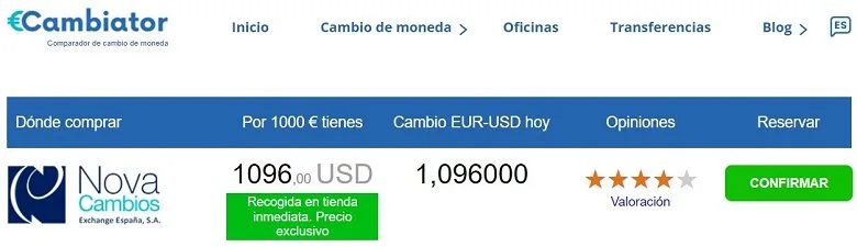 Cambio euro dolar Cambiator