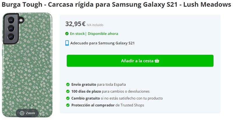 Carcasa rígida Burga Tough para Samsung Galaxy S21 (Fte. Fundasdirect.es)