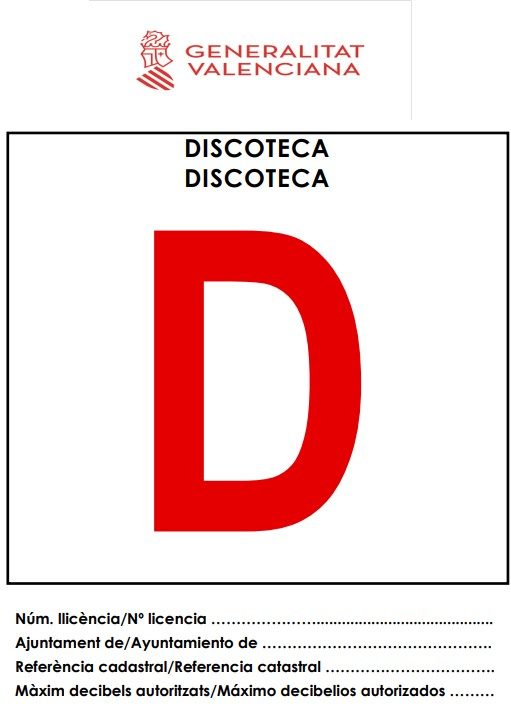 Cartel informativo Discoteca D Comunidad valenciana 2023
