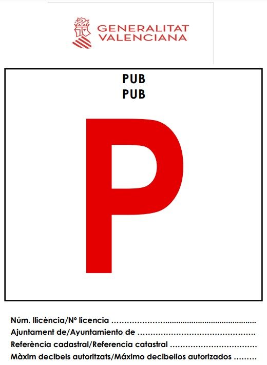 Cartel informativo Pub P Comunidad valenciana 2023