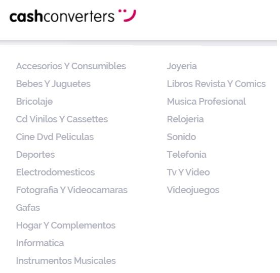 Categorías Cash Converters