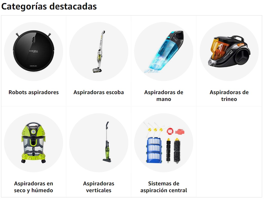 Categorías de aspiradoras Amazon