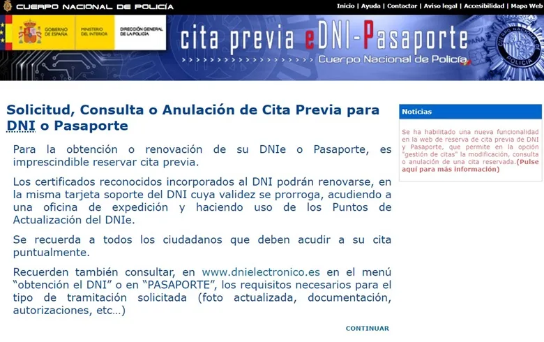 Cita previa DNI Paso 1