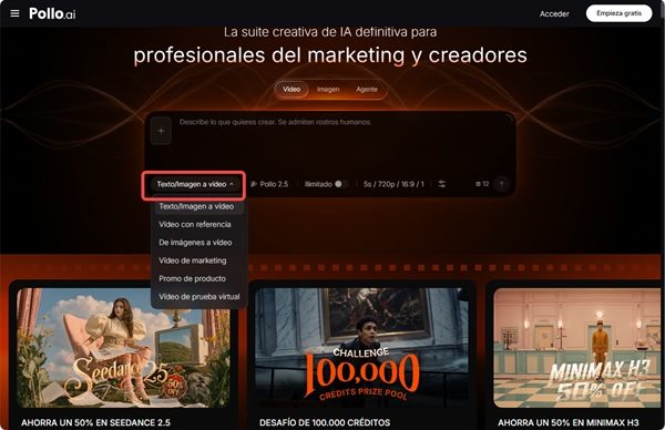 Convertir foto a video generativo