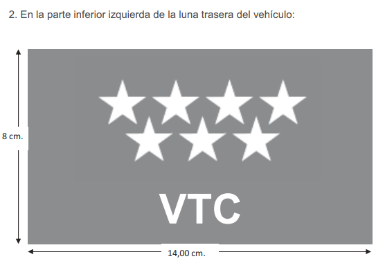 Distintivo VTC Comunidad de Madrid trasero