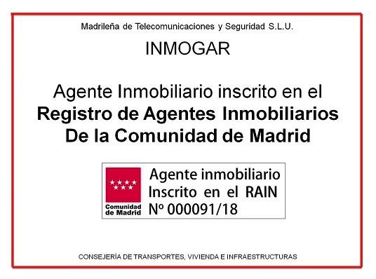 Ejemplo de sello de inscripción en el RAIN de Madrid