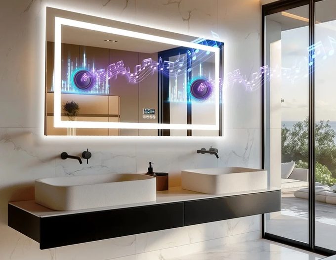 Espejo LED con 3 luces antivaho y bluetooth para escuchar música o llamadas