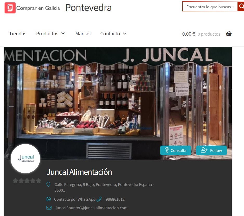 Ficha de una tienda física de Pontevedra (Compra en Galicia)
