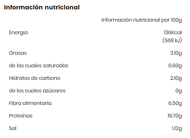 Heura información nutricional