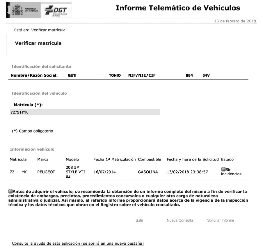 Informe simple DGT