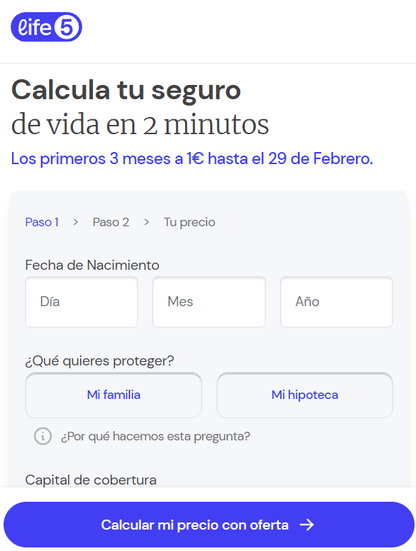Life5 Calcula tu seguro de vida