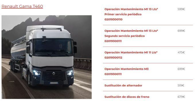 Mantenimiento camión renault Gama T460