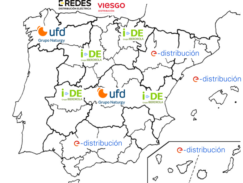 Mapa de distribuidoras de luz en España (Totalenergies.es)