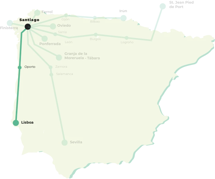 Mapa del Camino portugues
