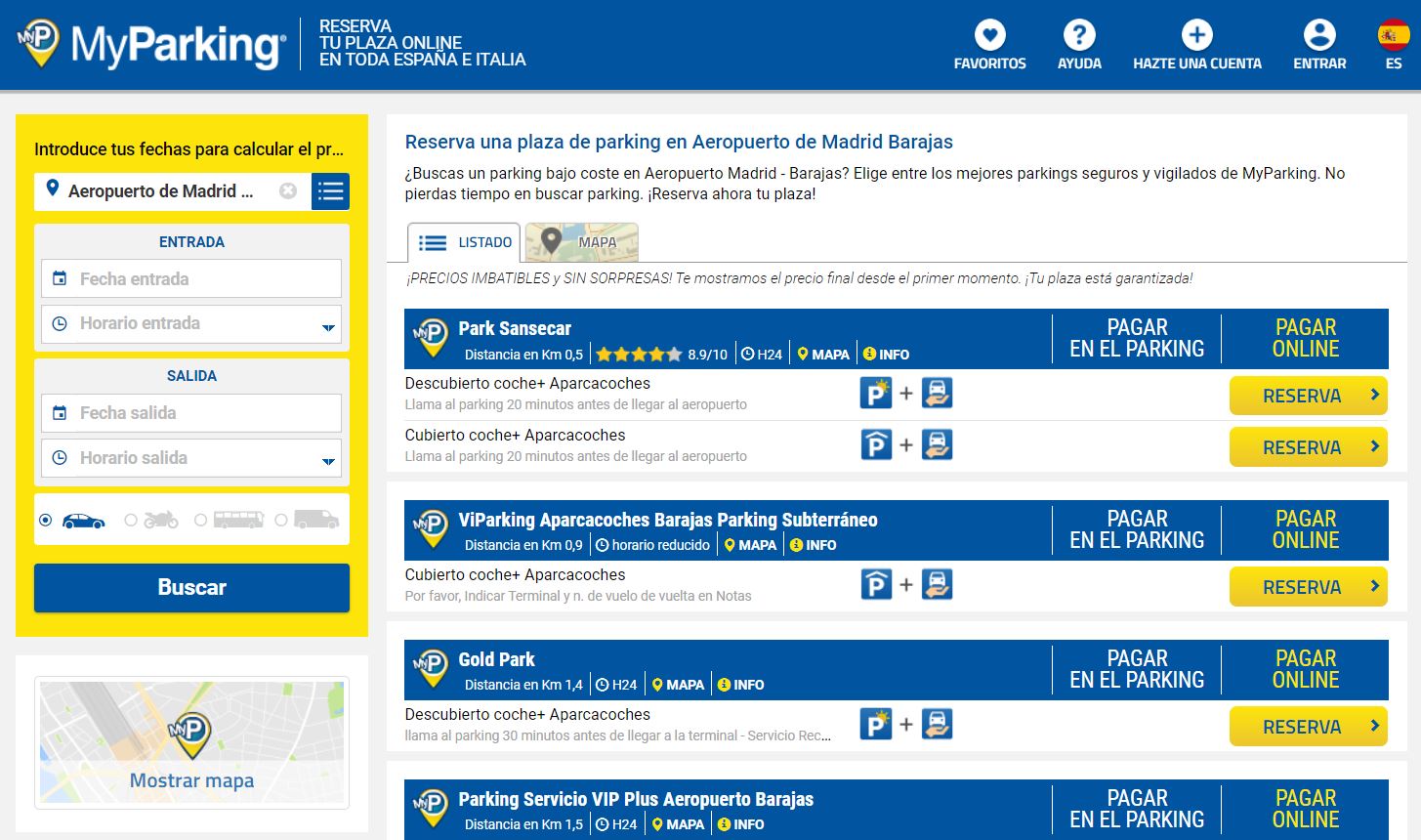 MyParking reserva aparcamiento en Aeropuerto de Madrid Barajas