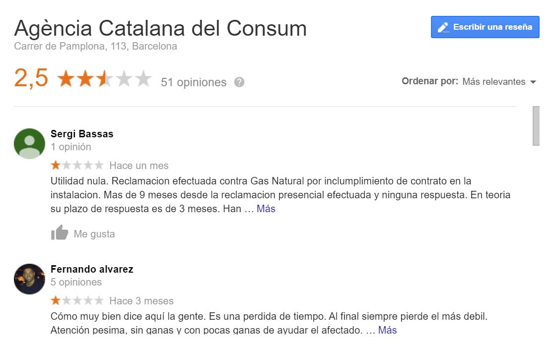 Opiniones Agència Catalana del Consum