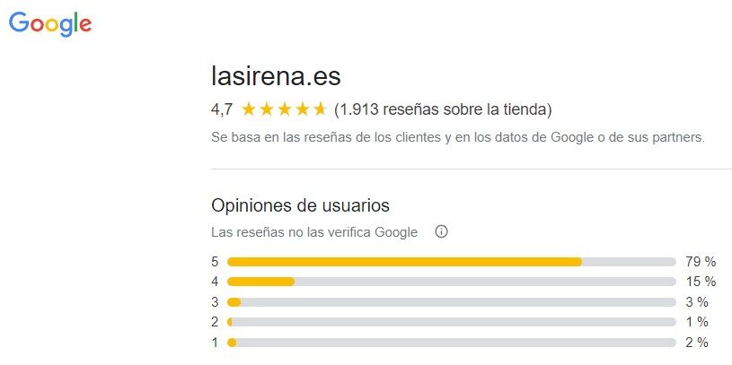 Opiniones La Sirena Google 2022