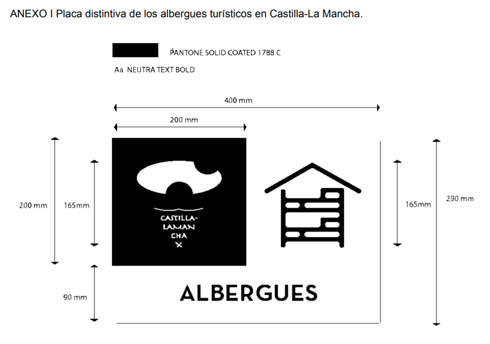 Placa distintiva de los albergues turísticos en Castilla-La Mancha