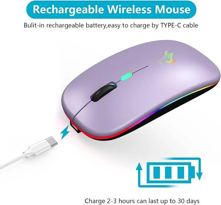 Ratón inalámbrico TQQ recargable y retroiluminado