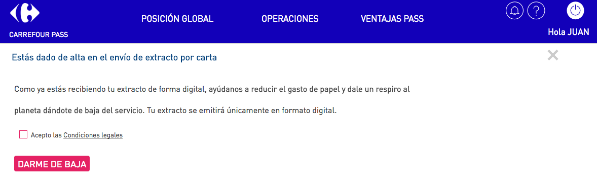 Recibo digital Carrefour Pass