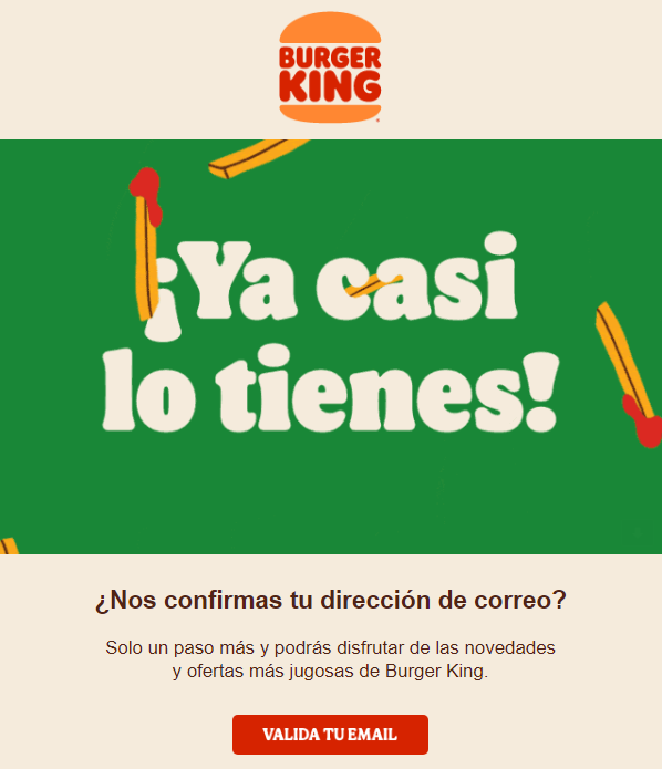 Registro en Burger King web