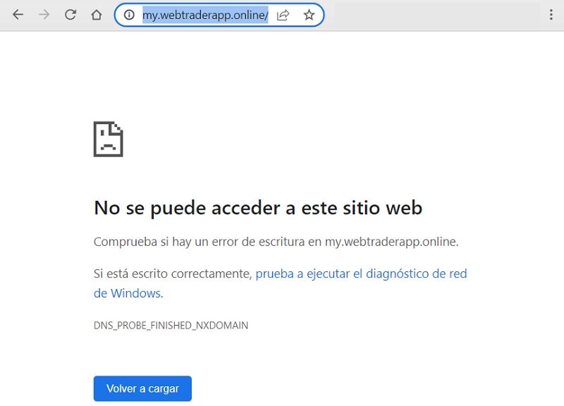 Registro error en webtraderapp online