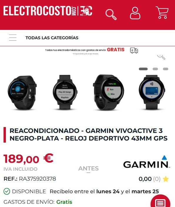 Reloj deportivo Garmin reacondicionado Electrocosto