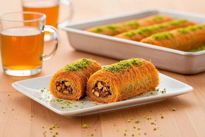 Rollitos del postre griego Kataifi