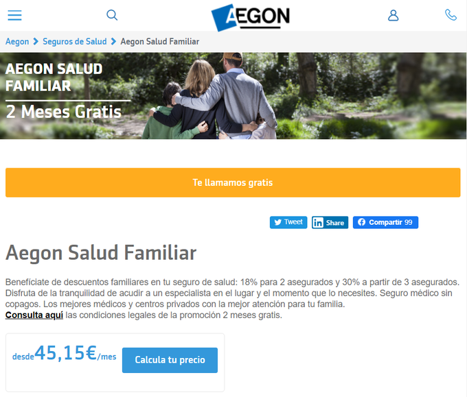 Seguro médico familiar de AEGON