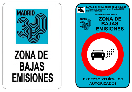 Señales Zona de Bajas Emisiones Madrid