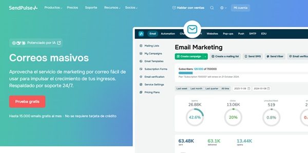 SendPulse Correos masivos