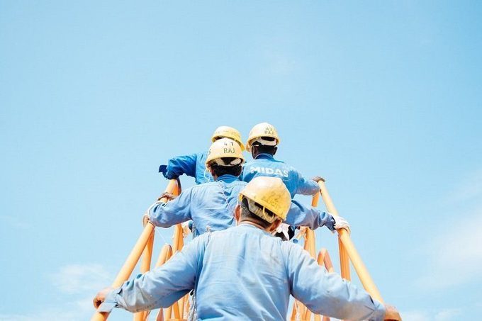 Trabajadores de una empresa industria fábrica