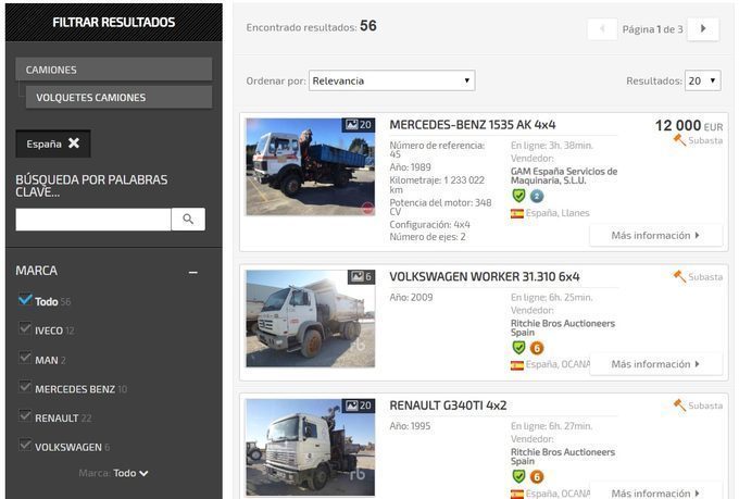 Volquetes de ocasion España
