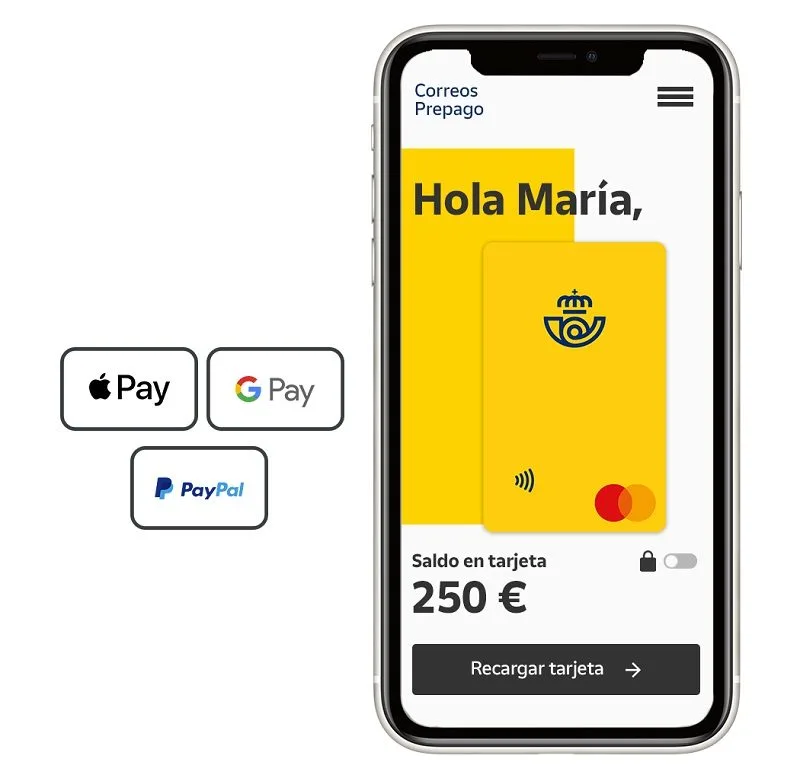 Tarjeta correos prepago apple pay google pay y paypal